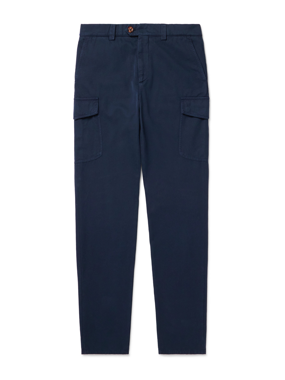 Brunello Cucinelli Straight-leg Cotton-gabardine Cargo Trousers In Blue