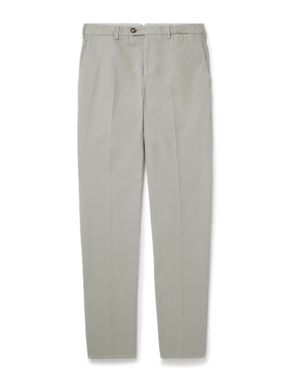 Brunello Cucinelli Slim-fit Cotton-gabardine Trousers In Gray