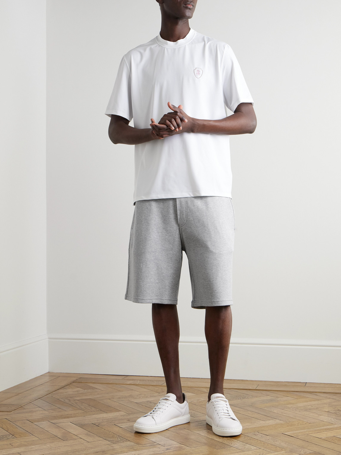 Straight-Leg Cotton-Blend Jersey Drawstring Shorts — 2