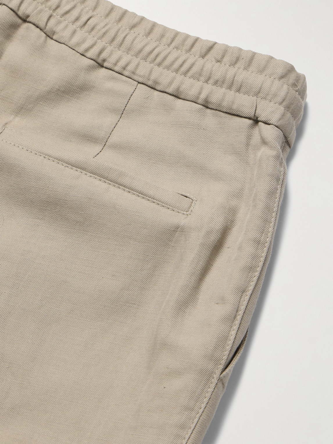 Brunello Cucinelli Straight-leg Pleated Linen And Cotton-blend Trousers In Neutrals