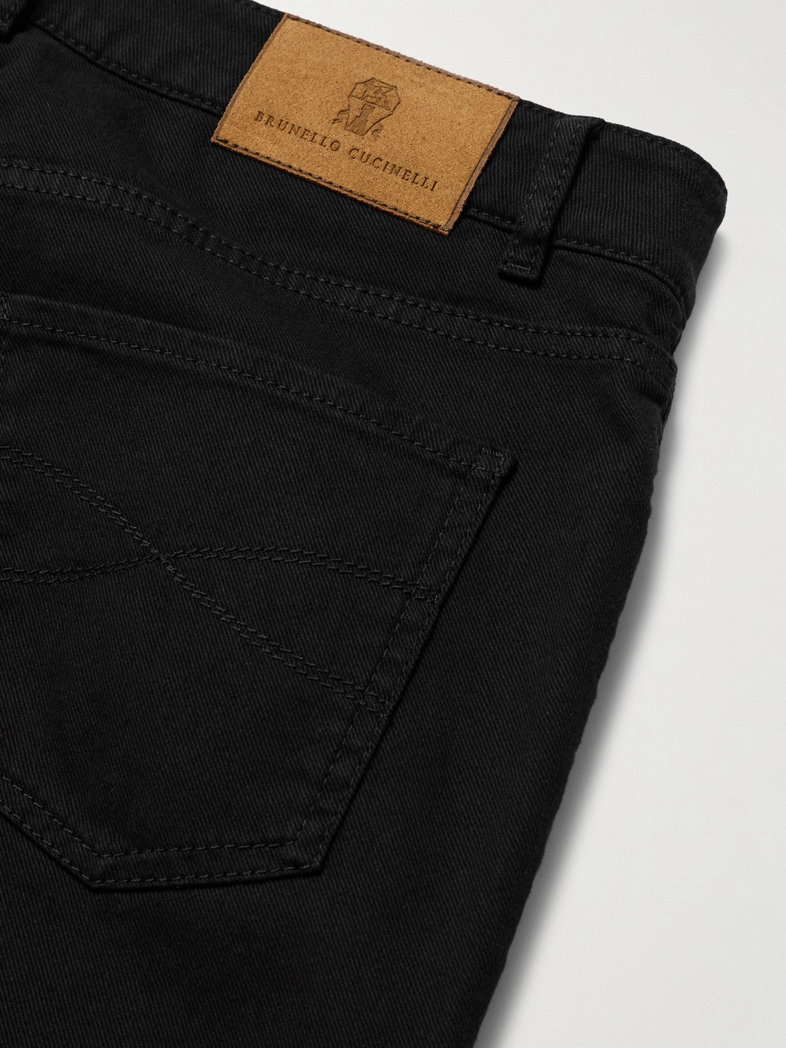 Brunello Cucinelli Slim-fit Straight-leg Logo-embroidered Jeans In Black