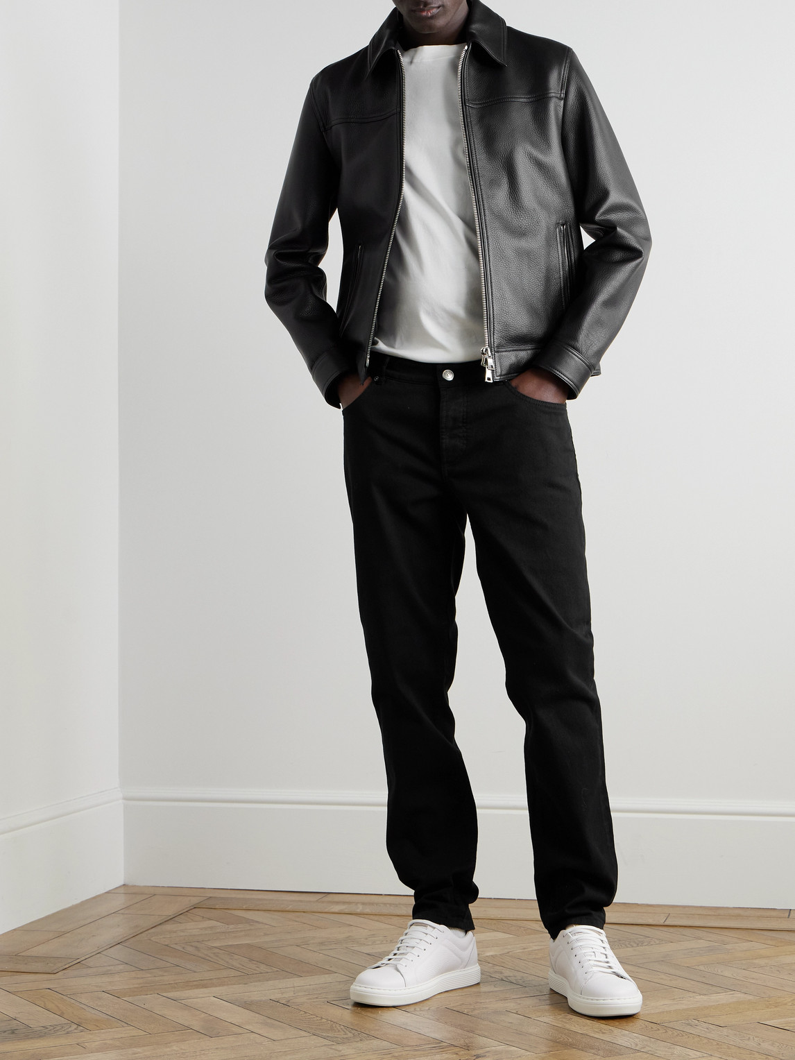 Brunello Cucinelli Slim-fit Straight-leg Logo-embroidered Jeans In Black