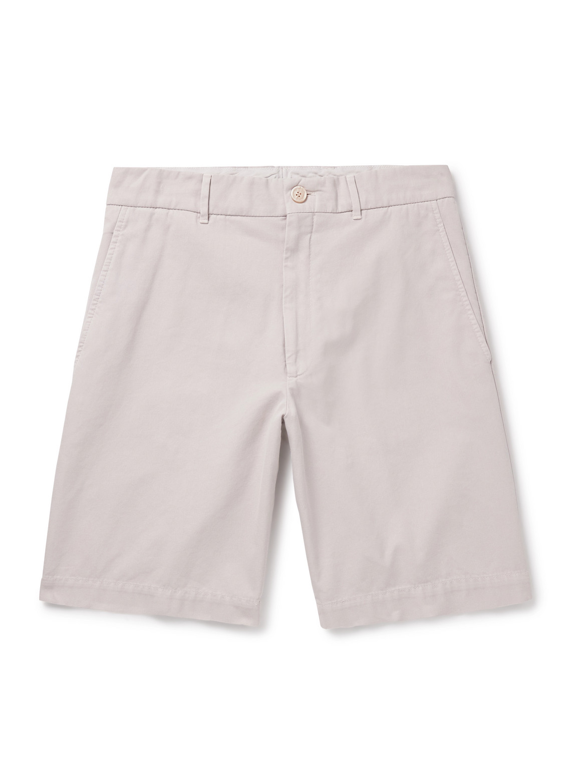Brunello Cucinelli Straight-leg Cotton-twill Bermuda Shorts In Neutrals