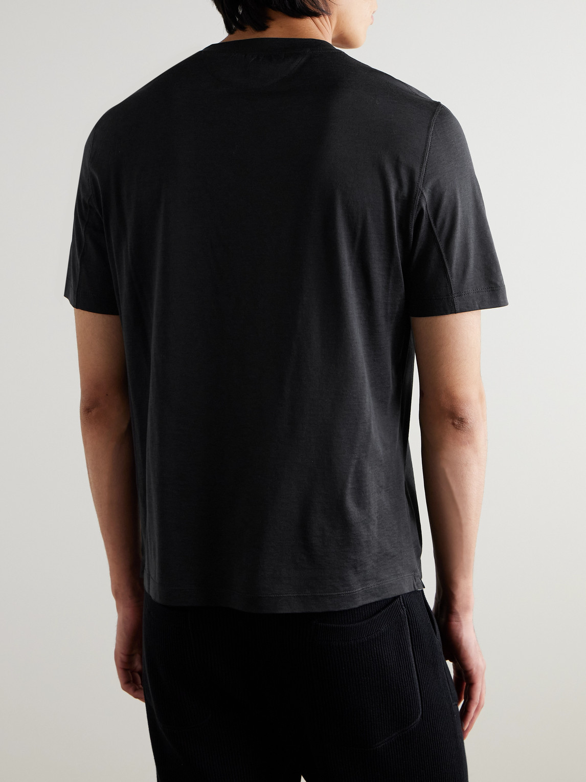 Brunello Cucinelli Silk And Cotton-blend Jersey T-shirt In Black