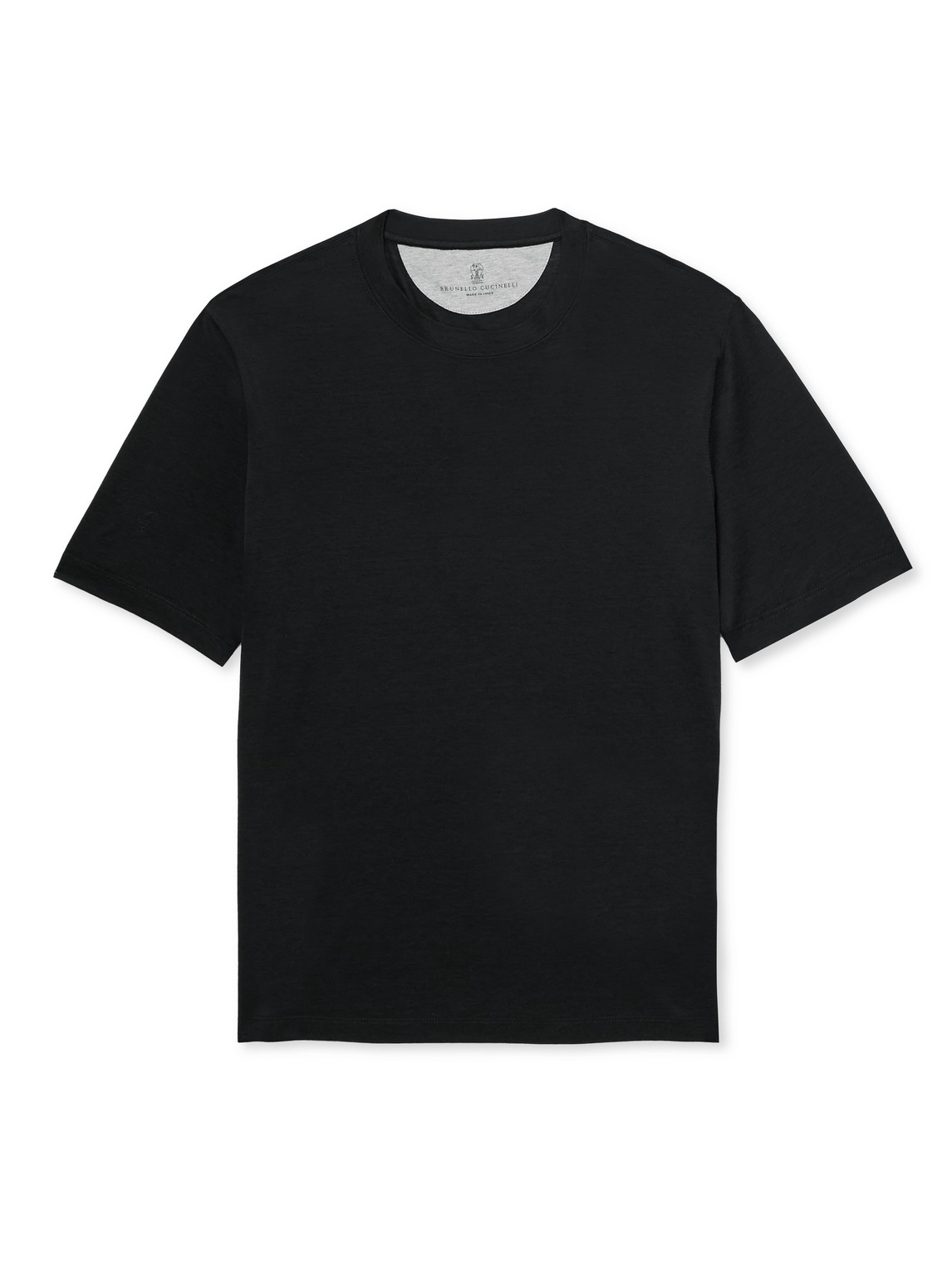 Brunello Cucinelli Silk And Cotton-blend Jersey T-shirt In Black