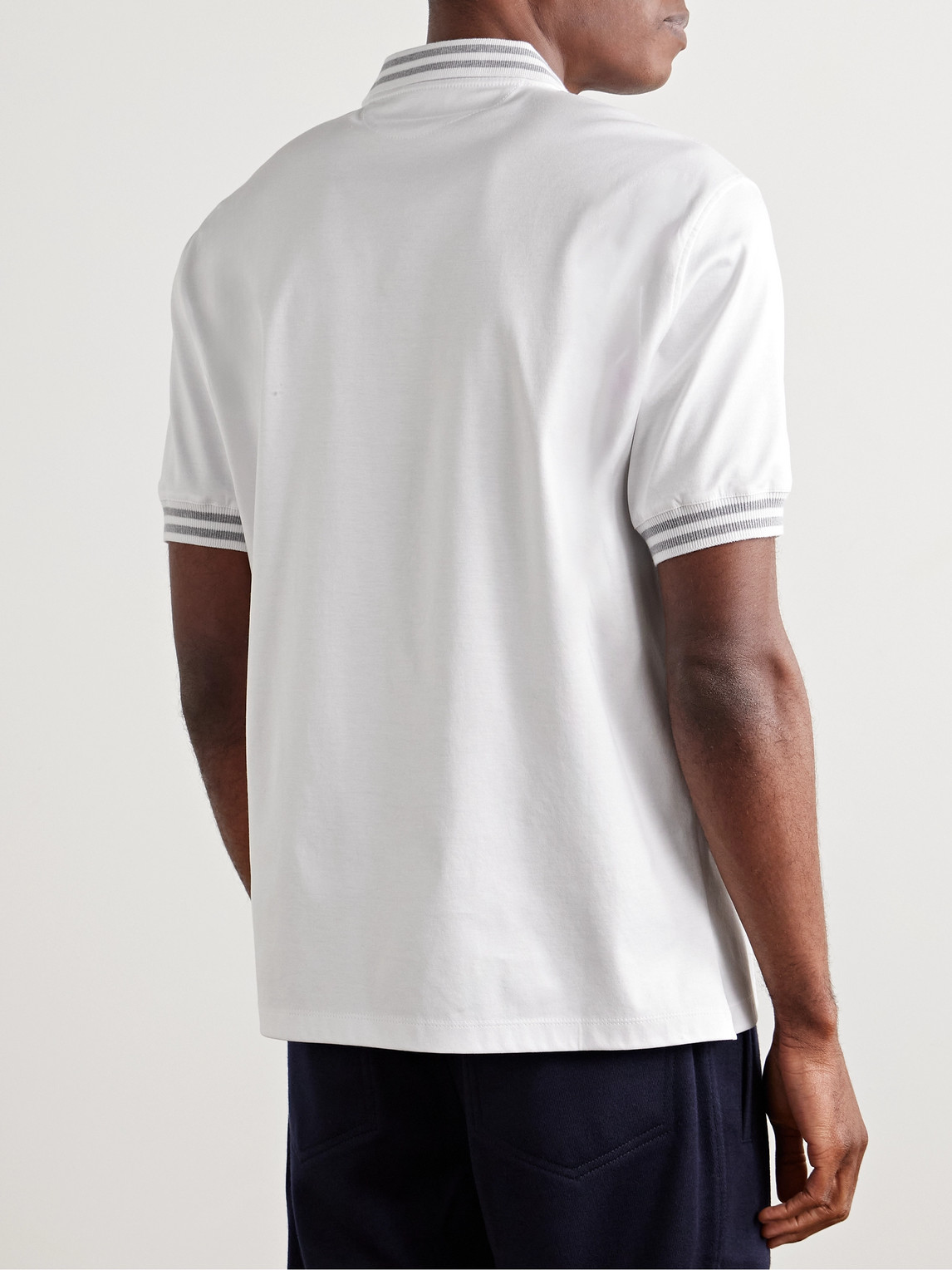 Brunello Cucinelli White Logo Polo Shirt In White