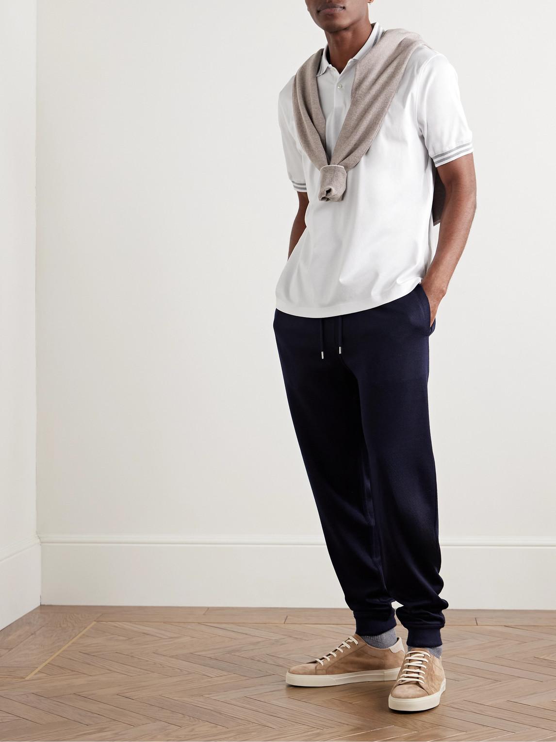 Brunello Cucinelli White Logo Polo Shirt In White