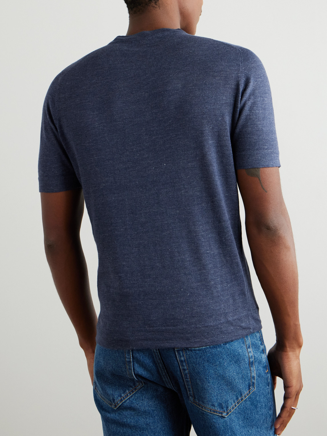 Brunello Cucinelli Linen And Cotton-blend T-shirt In Blue