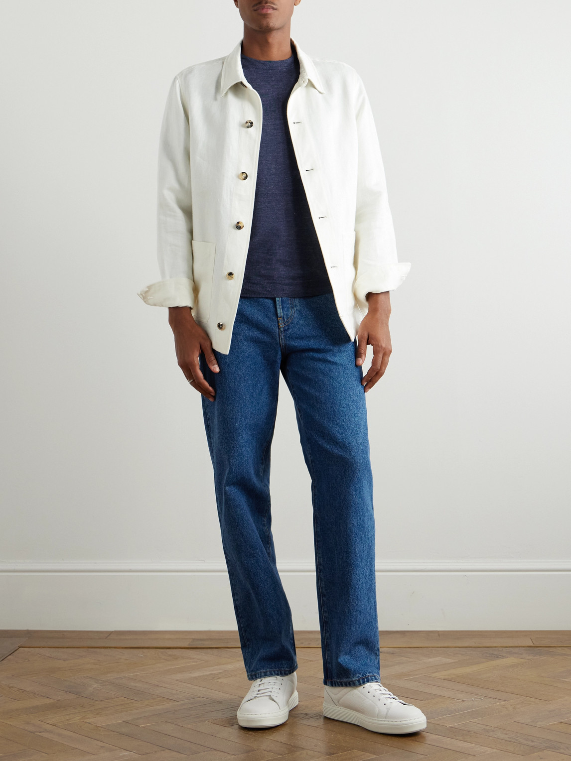 Brunello Cucinelli Linen And Cotton-blend T-shirt In Blue