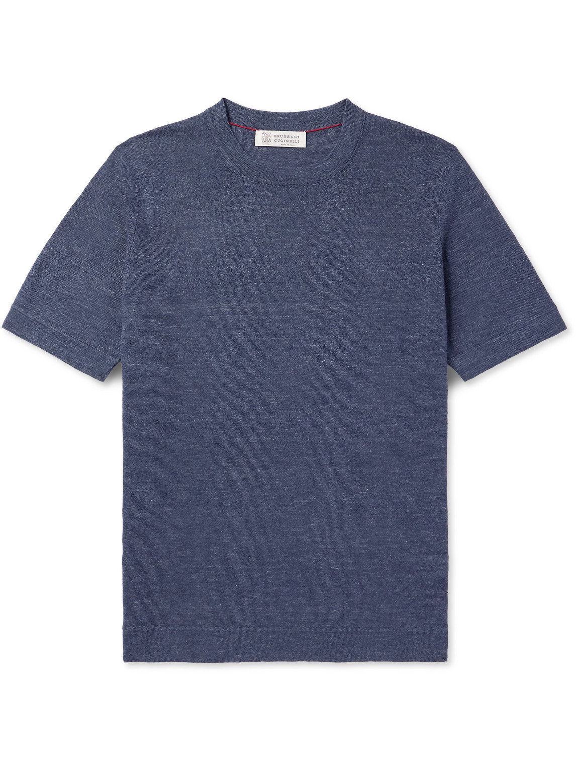 Brunello Cucinelli Linen And Cotton-blend T-shirt In Blue