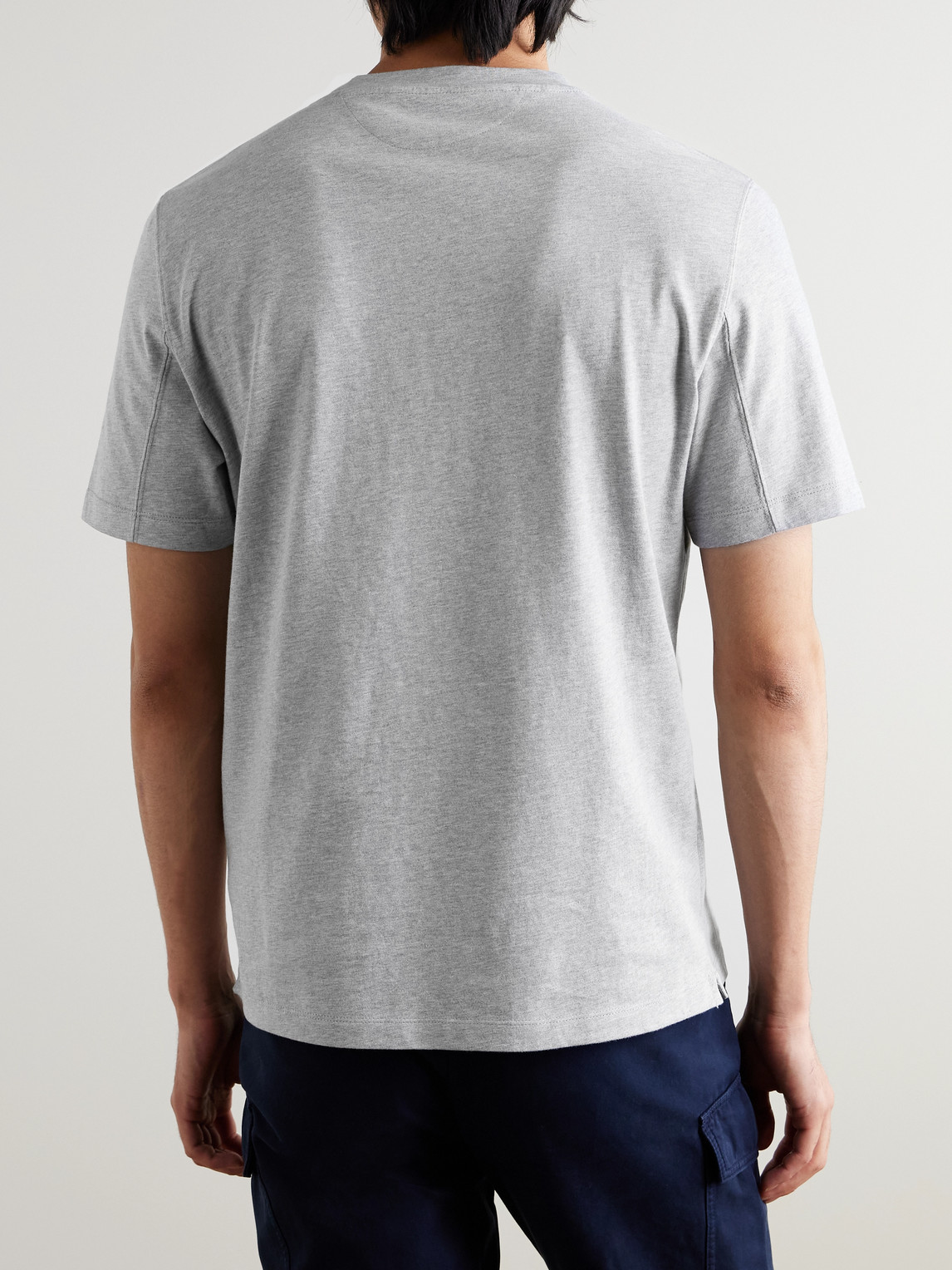Brunello Cucinelli Layered Logo-print Cotton-jersey T-shirt In Gray