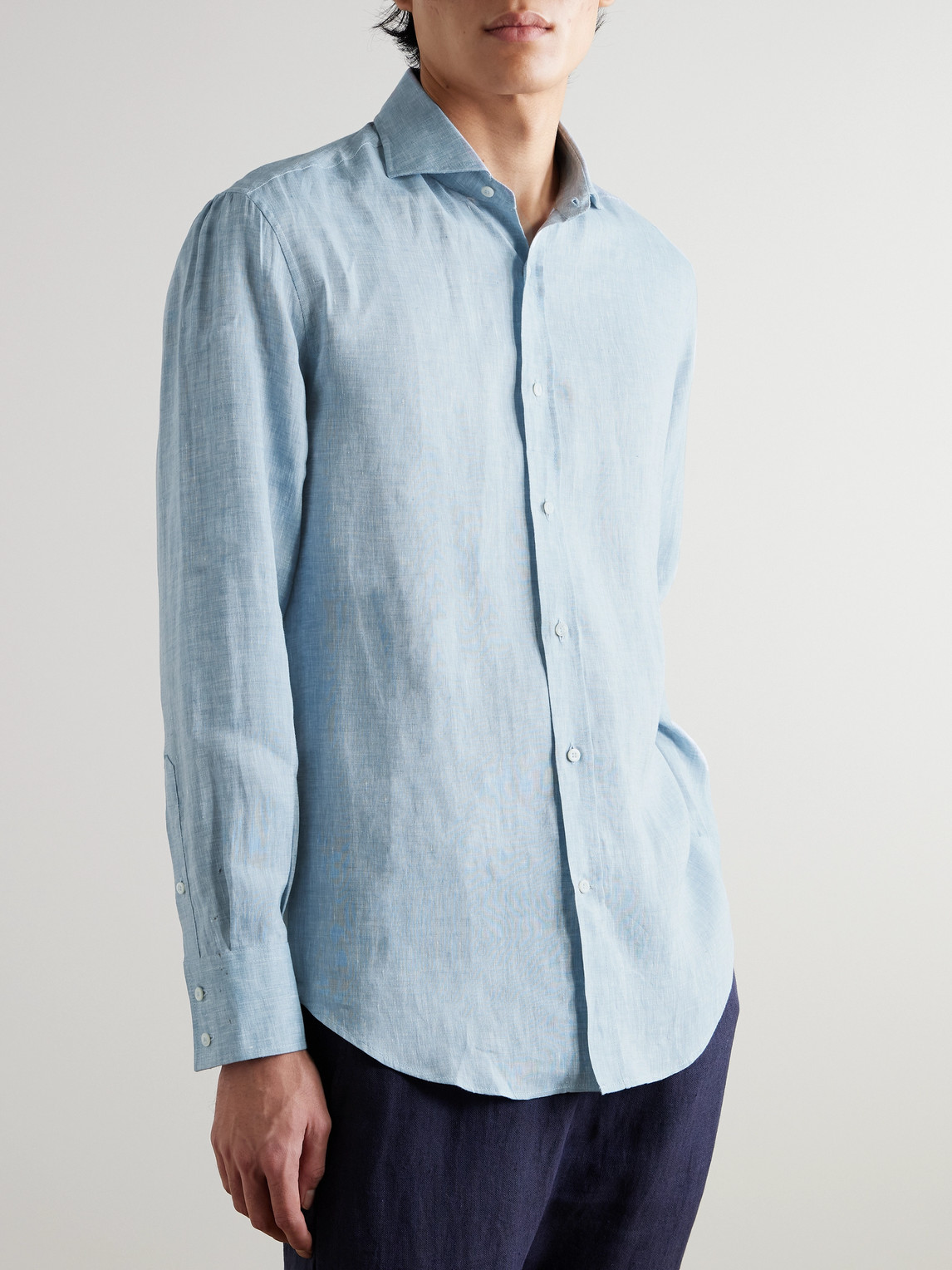 Brunello Cucinelli Buttoned Long-sleeved Shirt In Blue