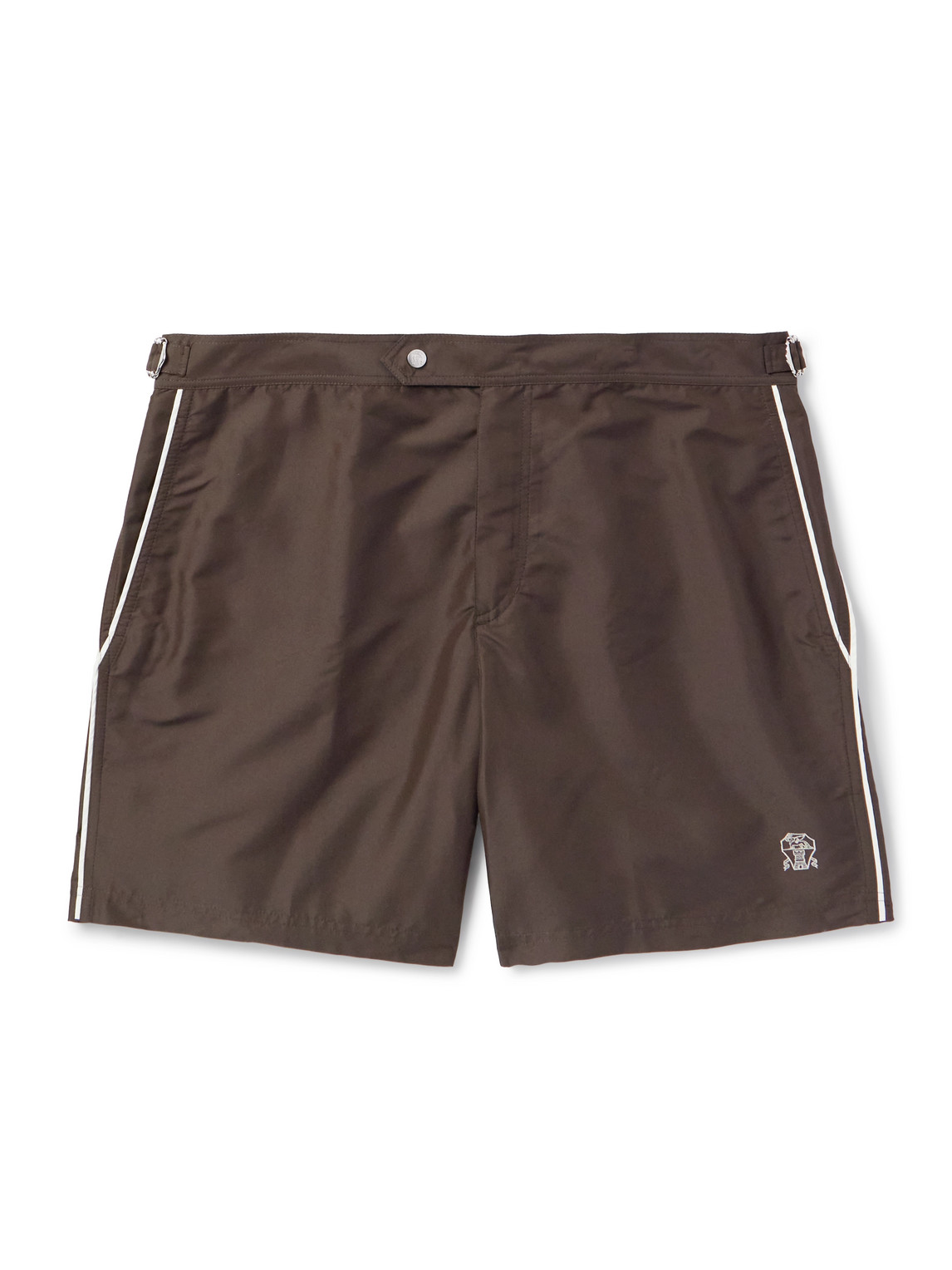 Brunello Cucinelli Straight-leg Mid-length Swim Shorts In Brown