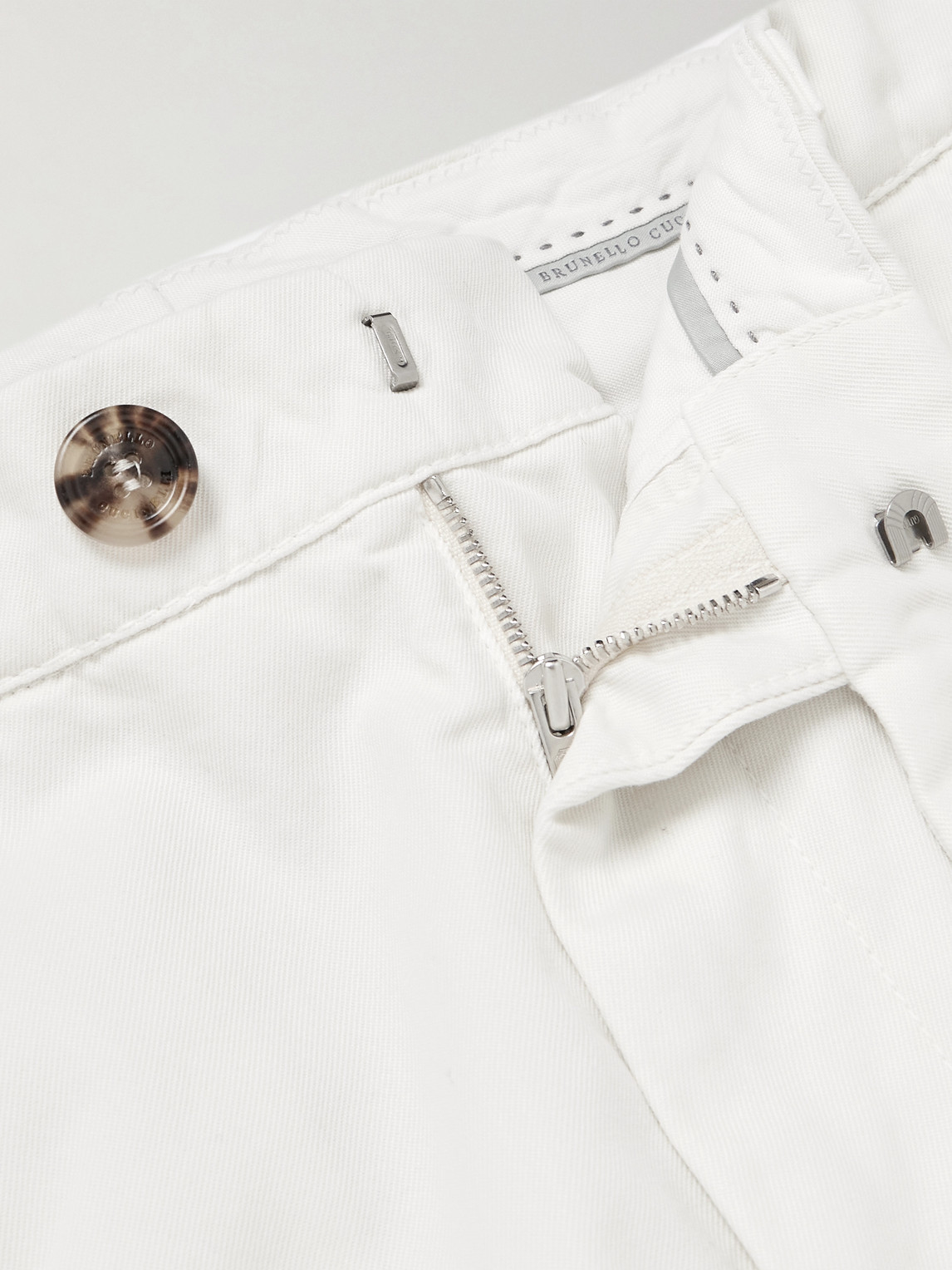 Brunello Cucinelli Straight-leg Cotton-gabardine Cargo Trousers In White