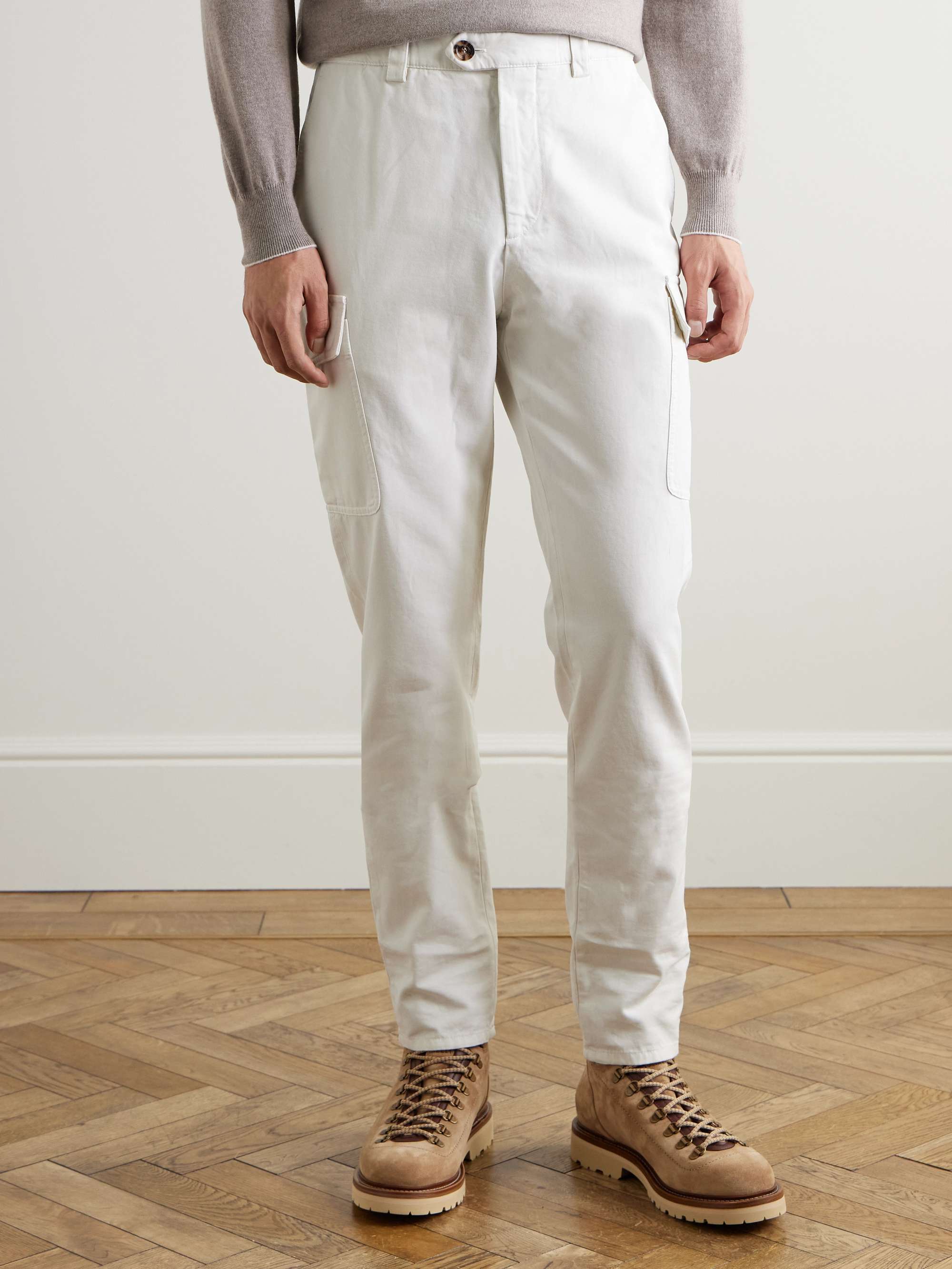 BRUNELLO CUCINELLI Straight-Leg Cotton-Gabardine Cargo Trousers
