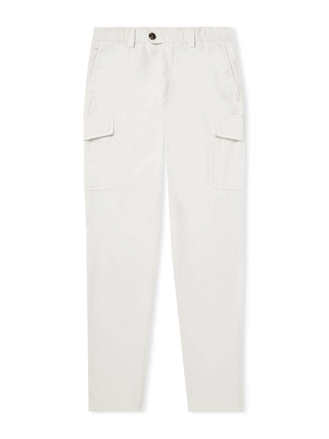 Brunello Cucinelli Straight-leg Cotton-gabardine Cargo Trousers In White