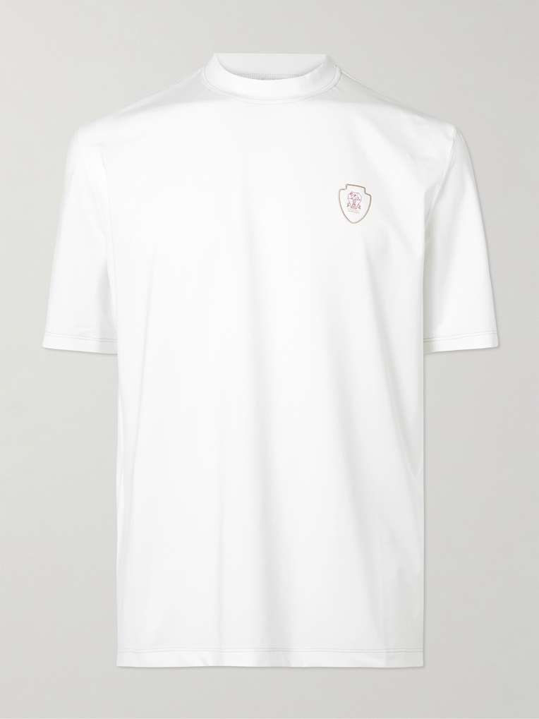 Brunello Cucinelli — Logo-Print Embroidered Tech-Jersey Tennis T-Shirt