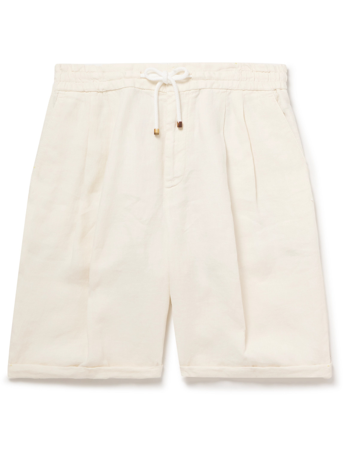 Brunello Cucinelli Straight-leg Linen Shorts In White