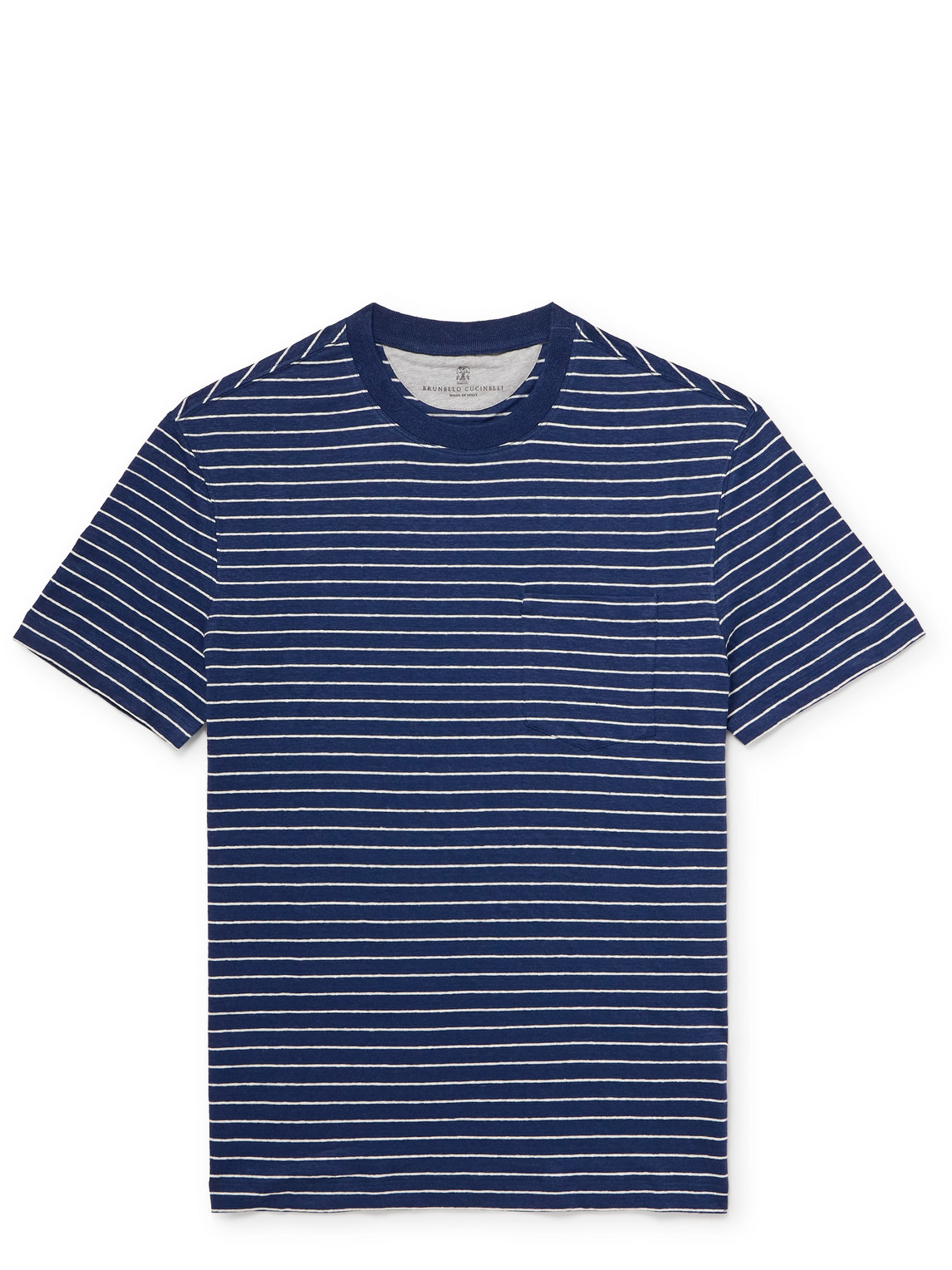 Tシャツ・カットソー BRUNELLO CUCINELLI Striped linen stretch jersey t-shirt Brunello Cucinelli Striped Linen Stretch Jersey T-shirt In