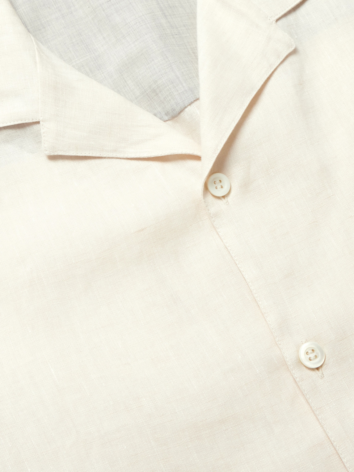 Brunello Cucinelli Camp-collar Linen Shirt In Neutrals