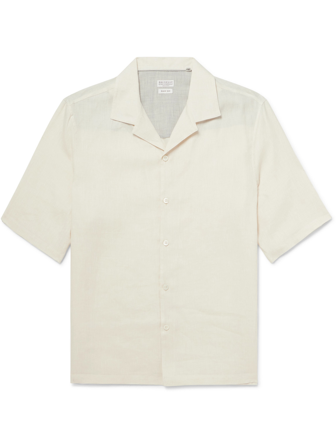 Brunello Cucinelli Camp-collar Linen Shirt In Neutrals