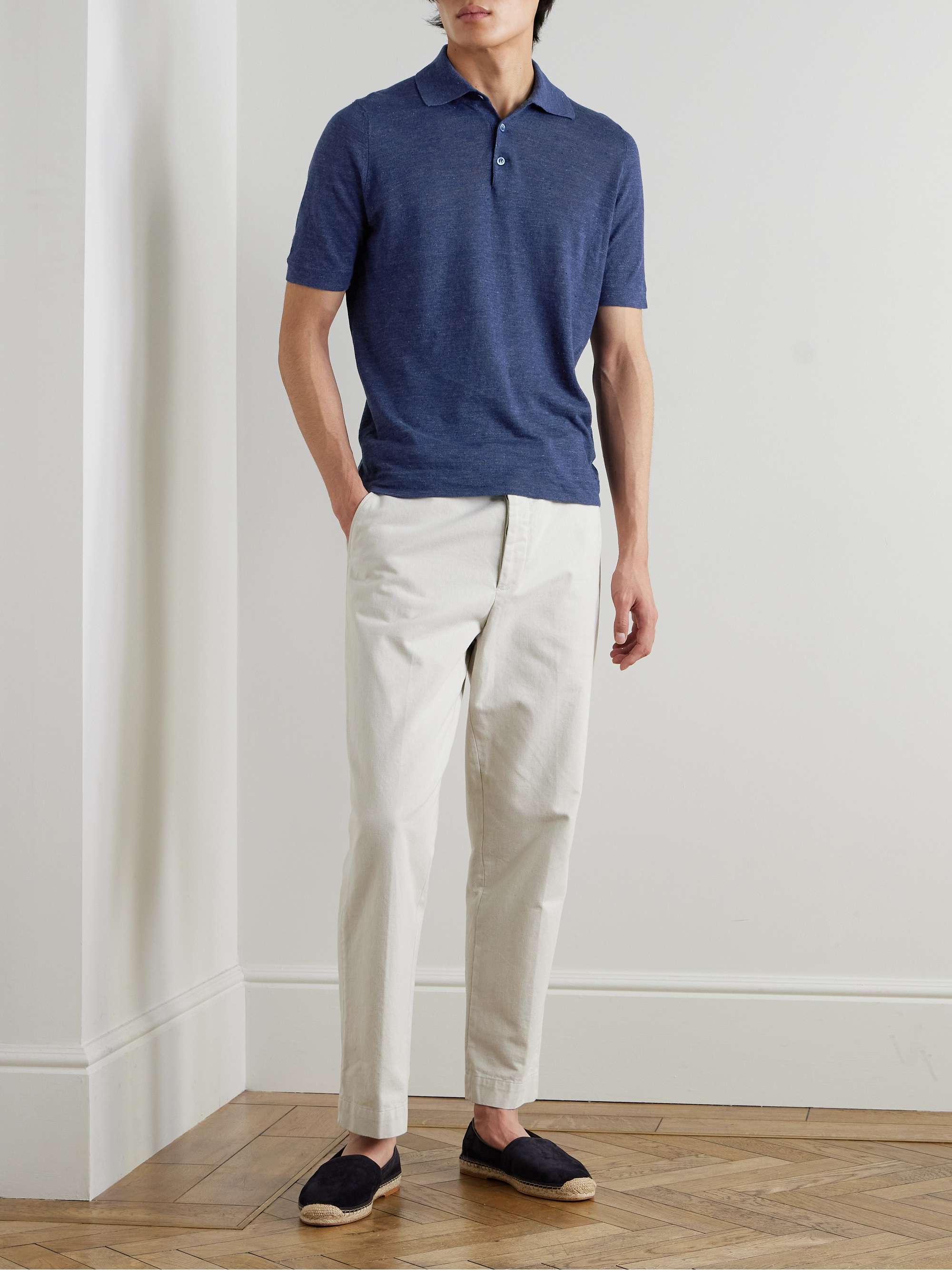 BRUNELLO CUCINELLI Mélange Linen and Cotton-Blend Polo Shirt