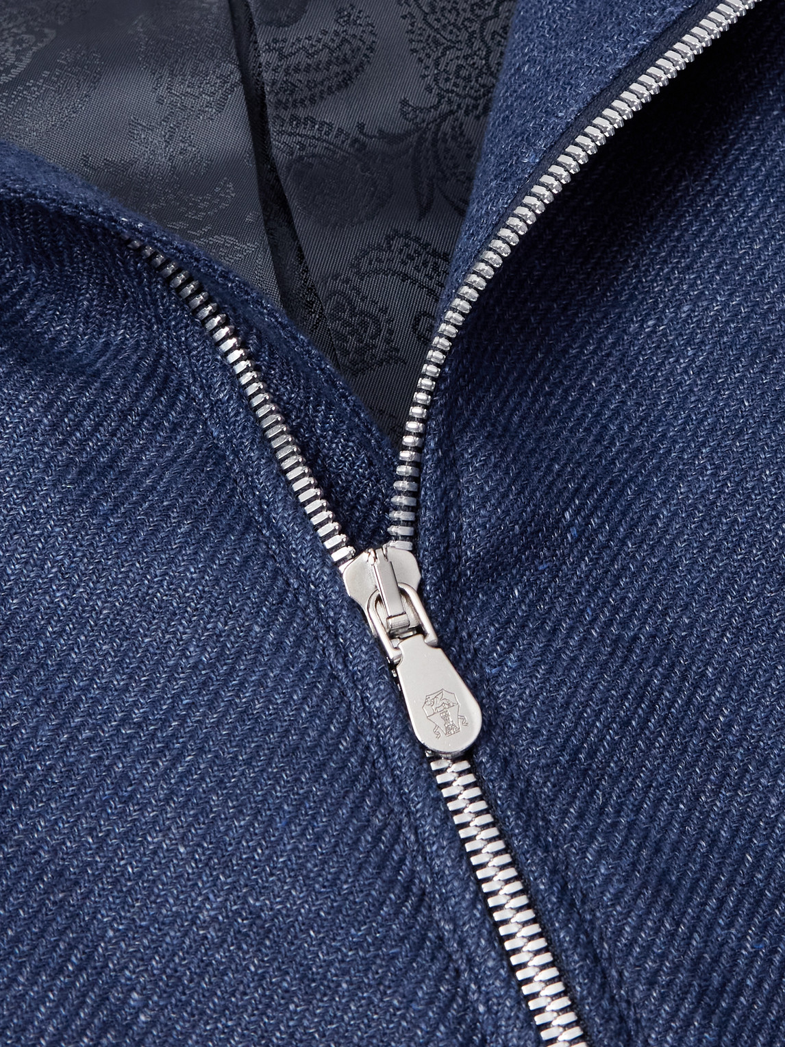 Brunello Cucinelli Linen, Wool And Silk-blend Bomber Jacket In Blue