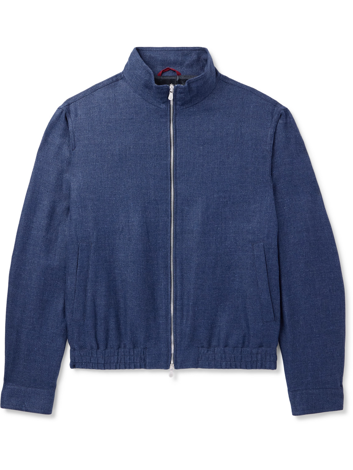 Brunello Cucinelli Linen, Wool And Silk-blend Bomber Jacket In Blue