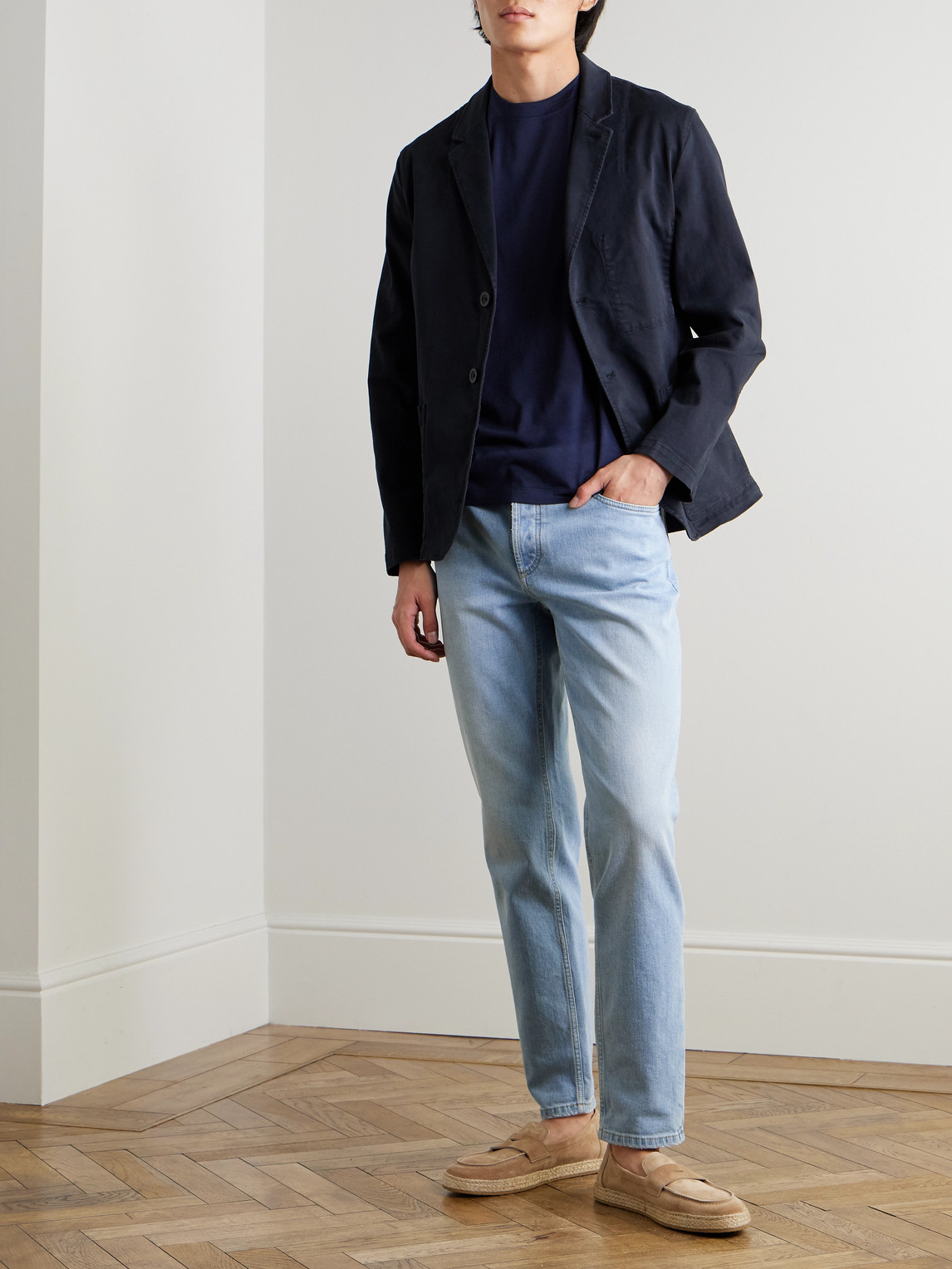 Brunello Cucinelli Slim-fit Straight-leg Logo-embroidered Jeans In Blue