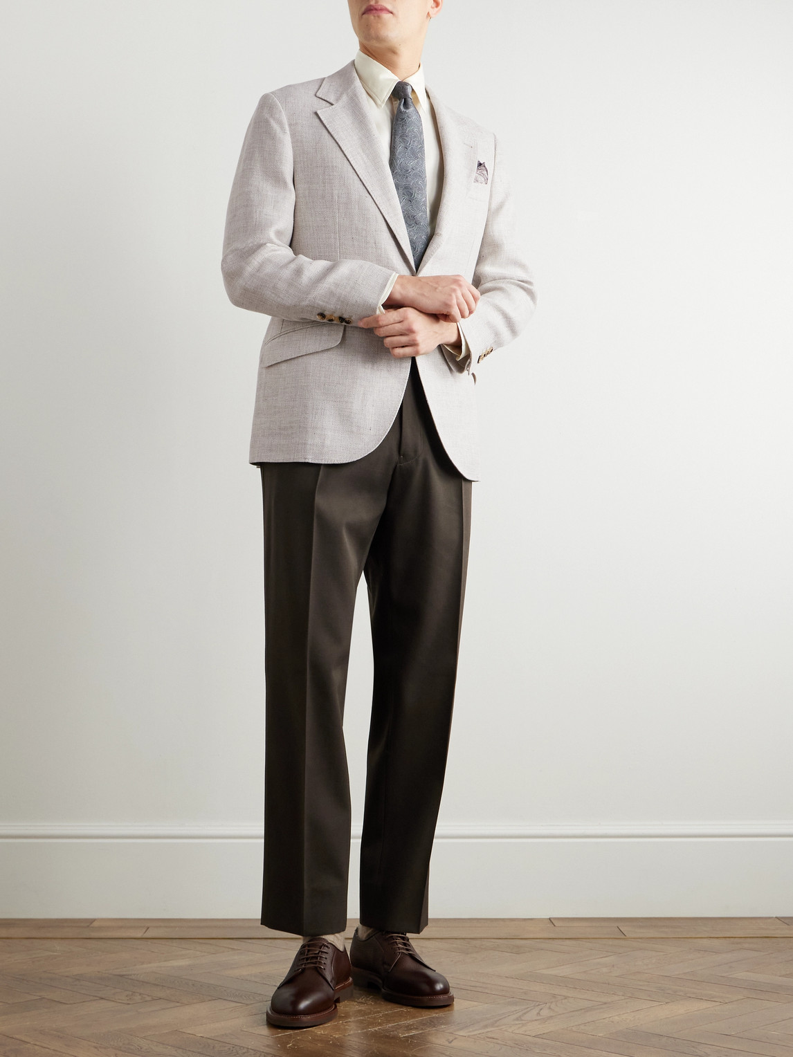 BRUNELLO CUCINELLI LINEN, WOOL AND SILK-BLEND BLAZER