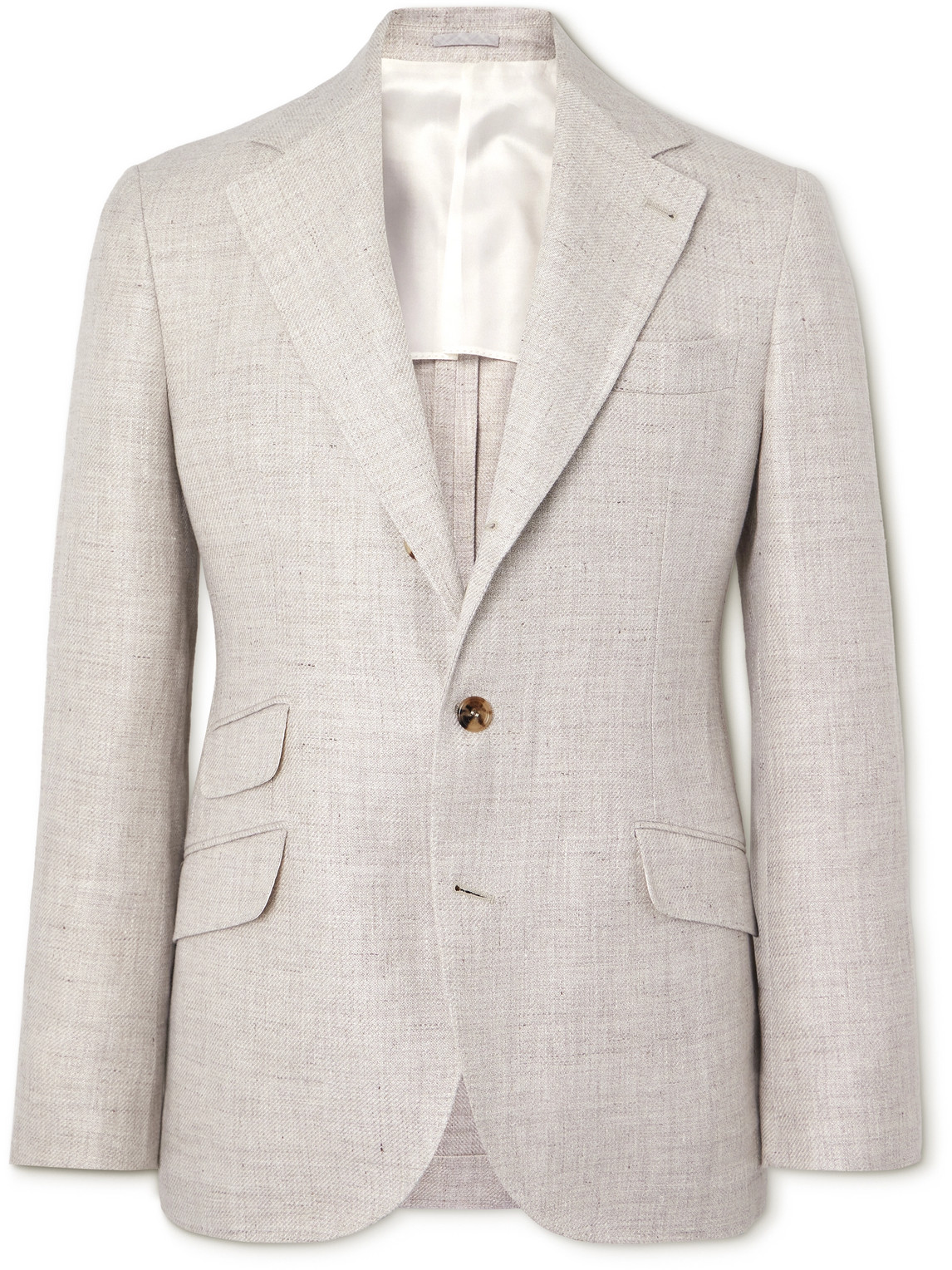 Brunello Cucinelli Linen, Wool And Silk-blend Blazer In Gray