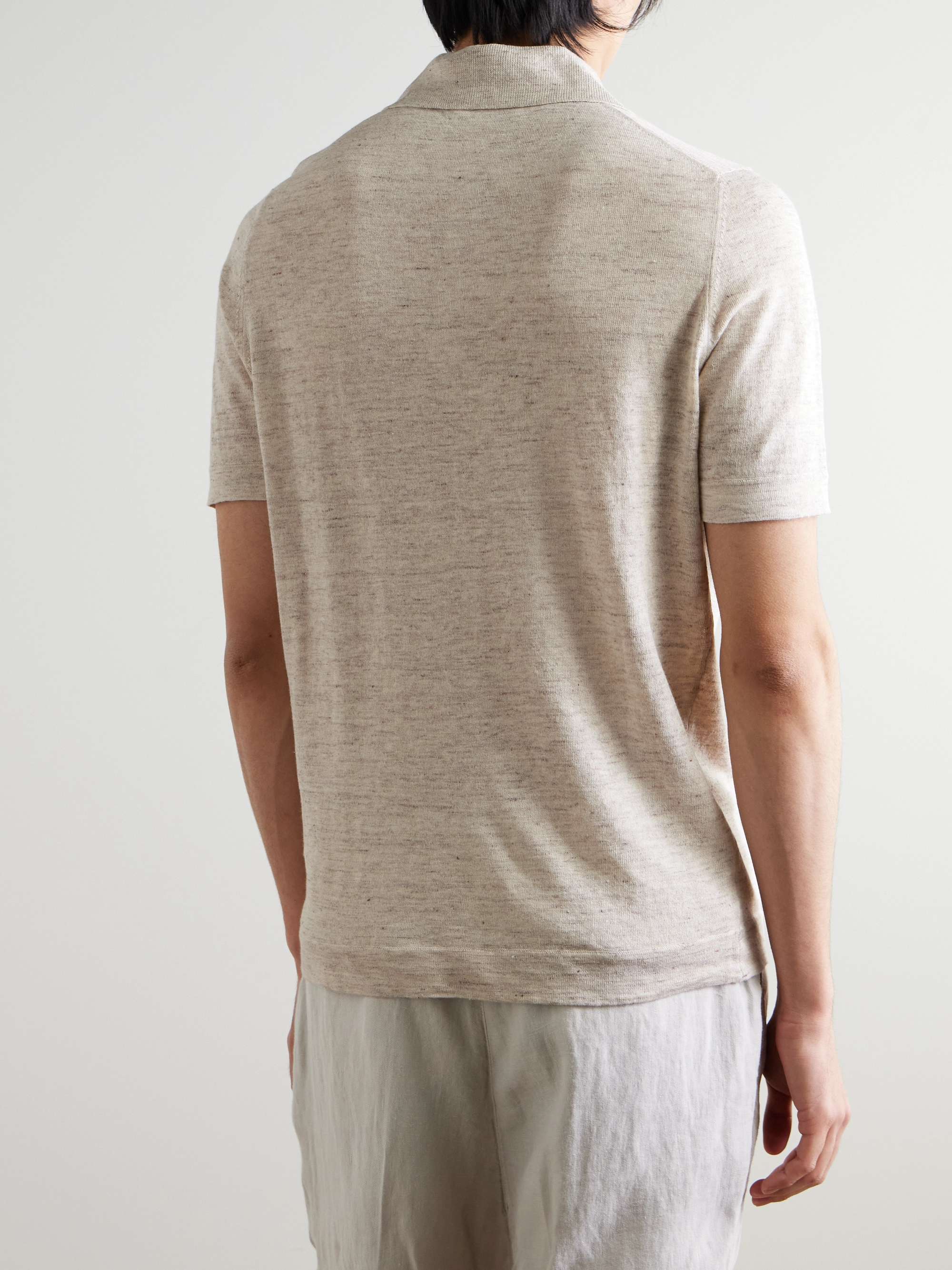 BRUNELLO CUCINELLI Mélange Linen and Cotton-Blend Polo Shirt