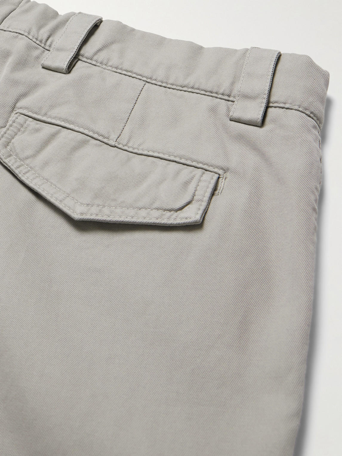 Brunello Cucinelli Straight-leg Cotton-gabardine Cargo Trousers In Gray