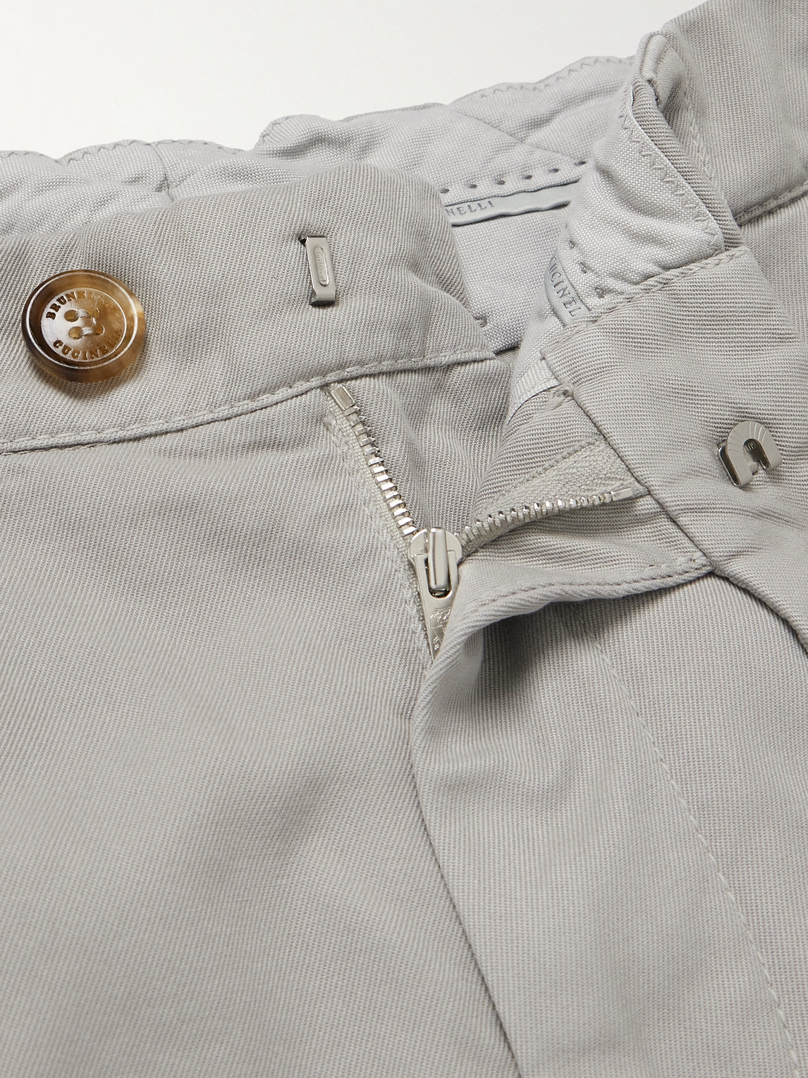 Brunello Cucinelli Straight-leg Cotton-gabardine Cargo Trousers In Gray