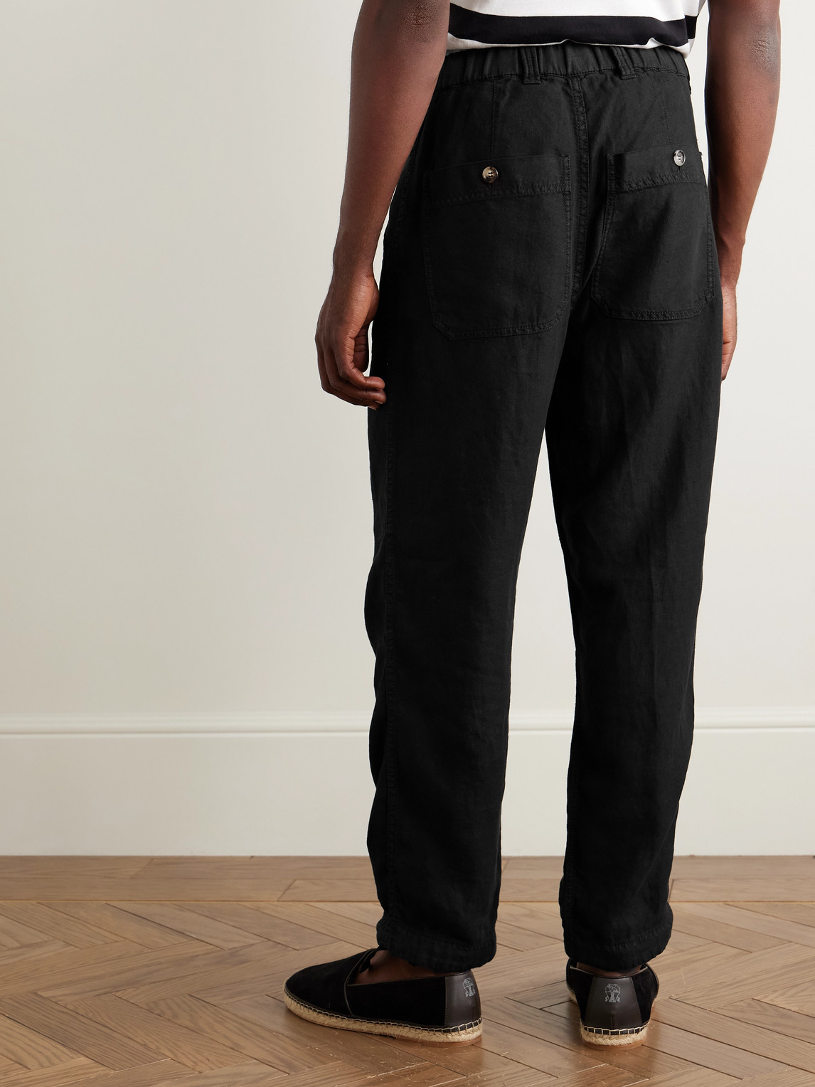 Brunello Cucinelli Tinto Wide-leg Linen-twill Trousers In Black