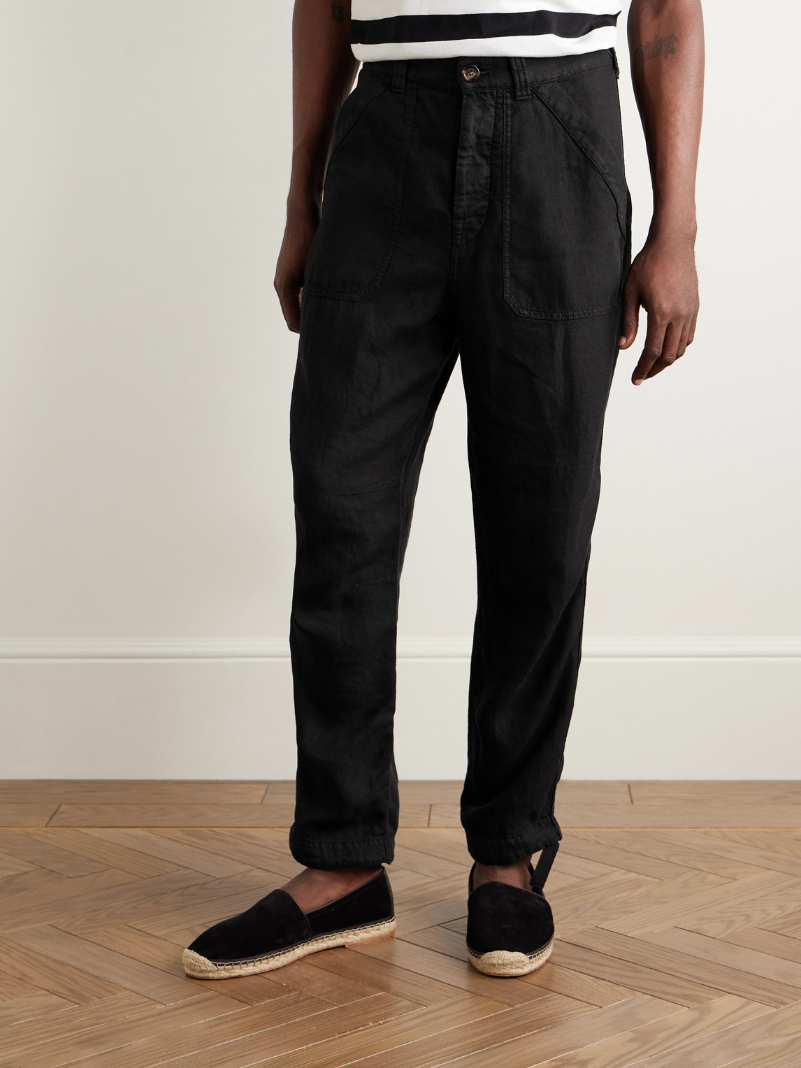 Brunello Cucinelli Tinto Wide-leg Linen-twill Trousers In Black