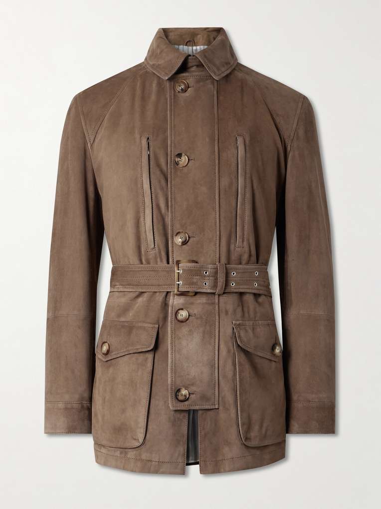 Brunello Cucinelli — Belted Suede Field Jacket