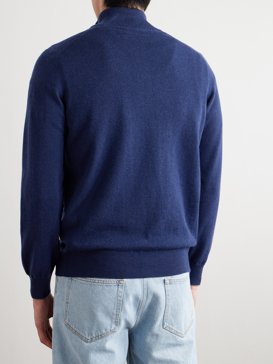 Brunello Cucinelli Cashmere Half-zip Sweater In Blue