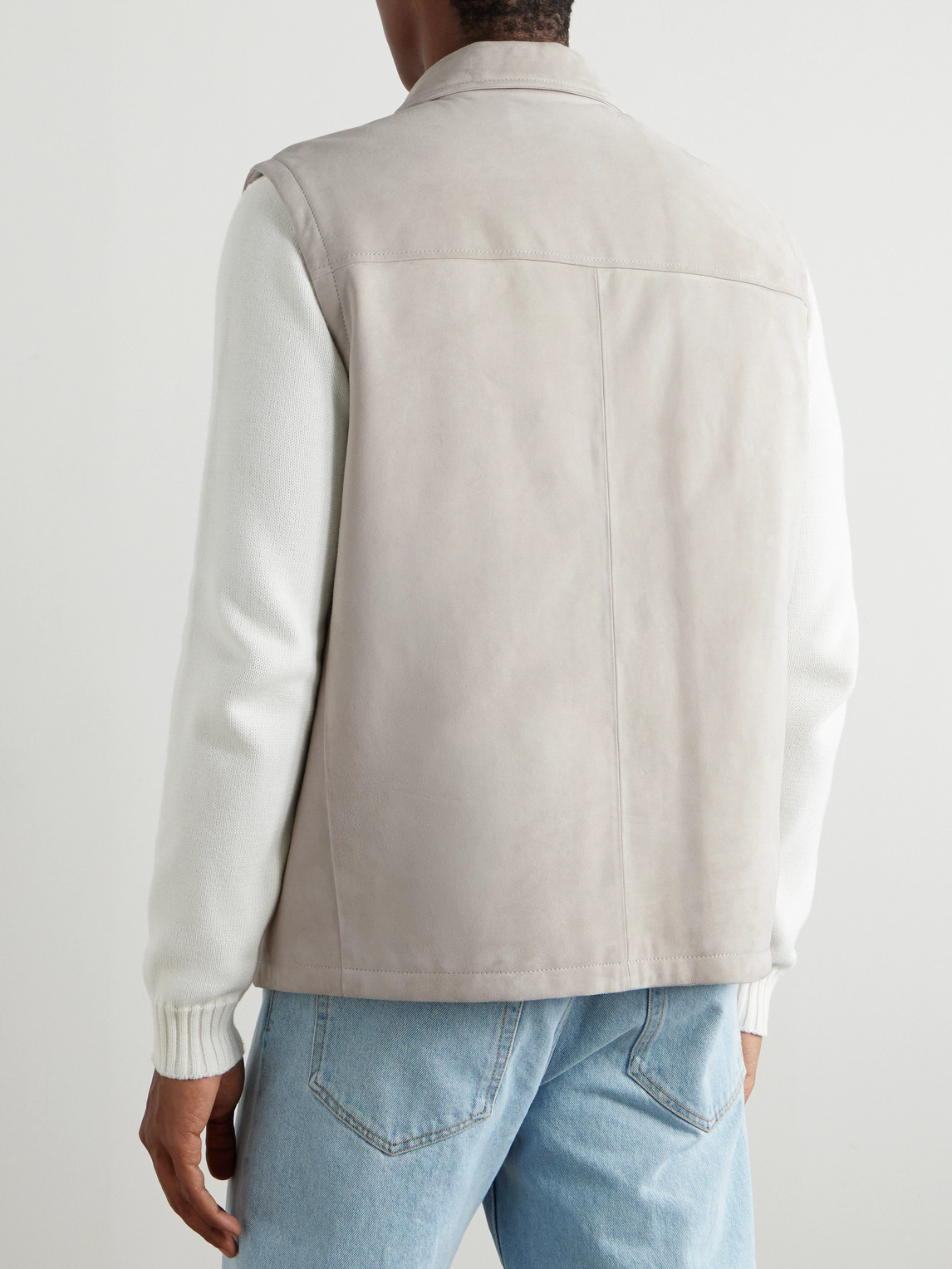 Brunello Cucinelli Suede Gilet In Gray