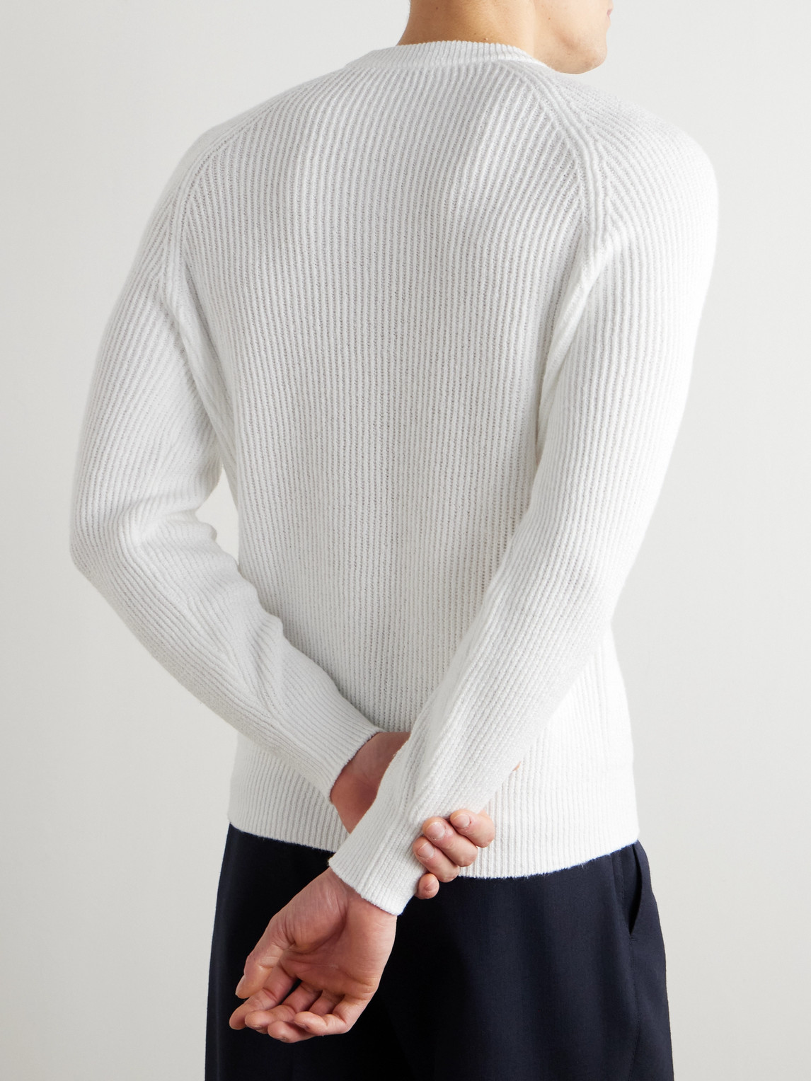 Brunello Cucinelli Ribbed Cotton Sweater In White