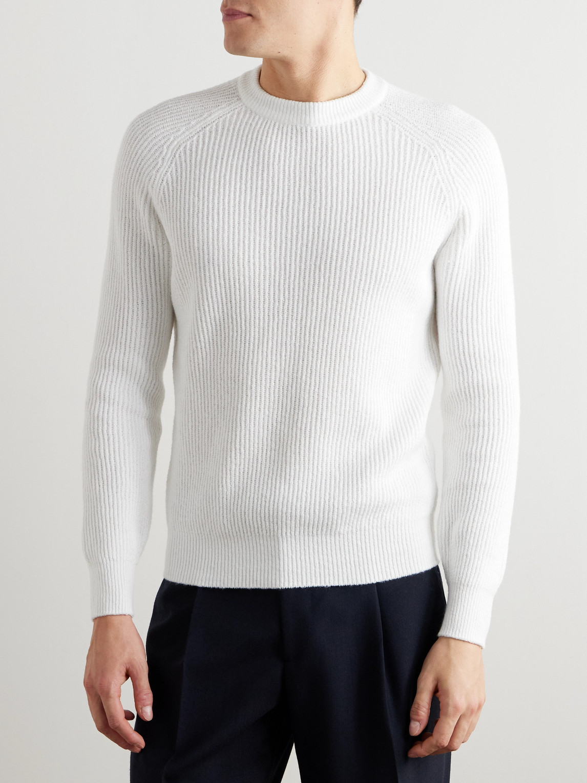 Brunello Cucinelli Ribbed Cotton Sweater In White