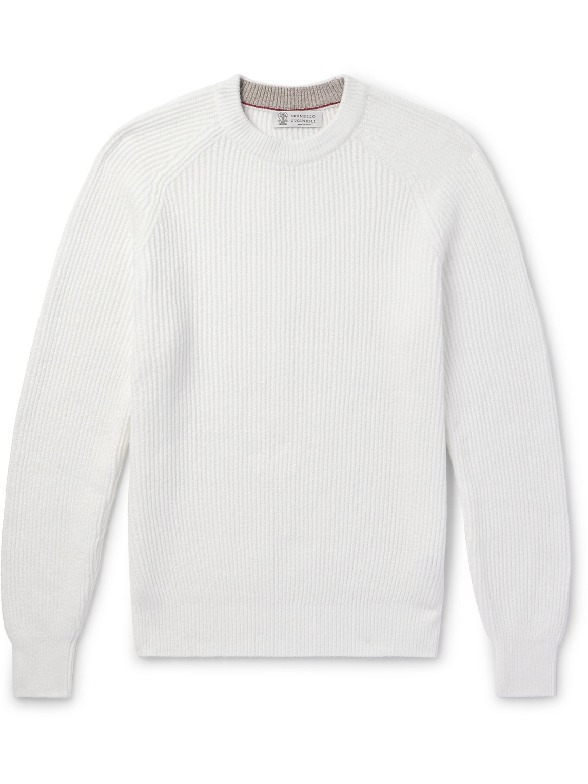 Brunello Cucinelli Ribbed Cotton Sweater In White
