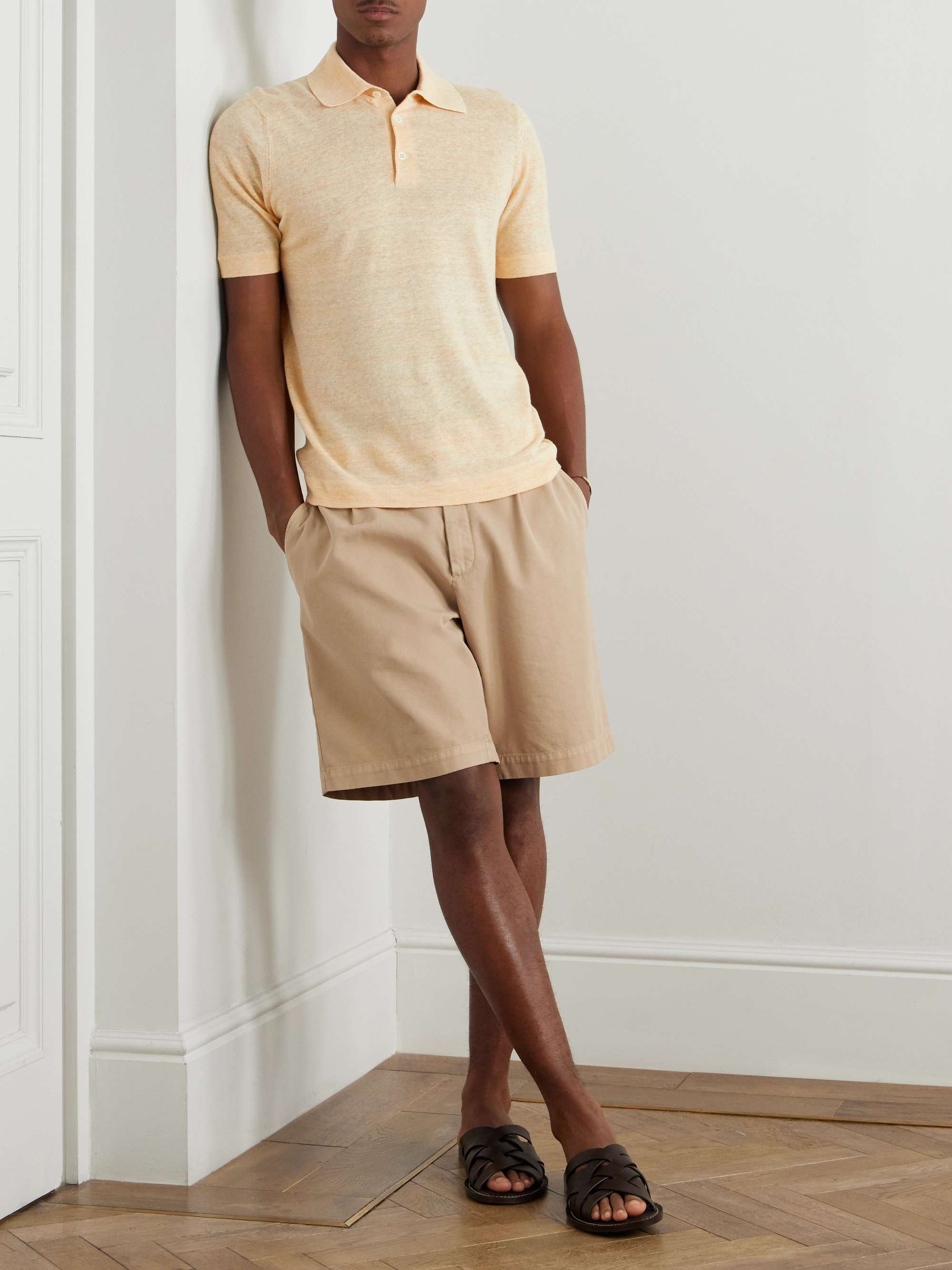 BRUNELLO CUCINELLI Mélange Linen and Cotton-Blend Polo Shirt