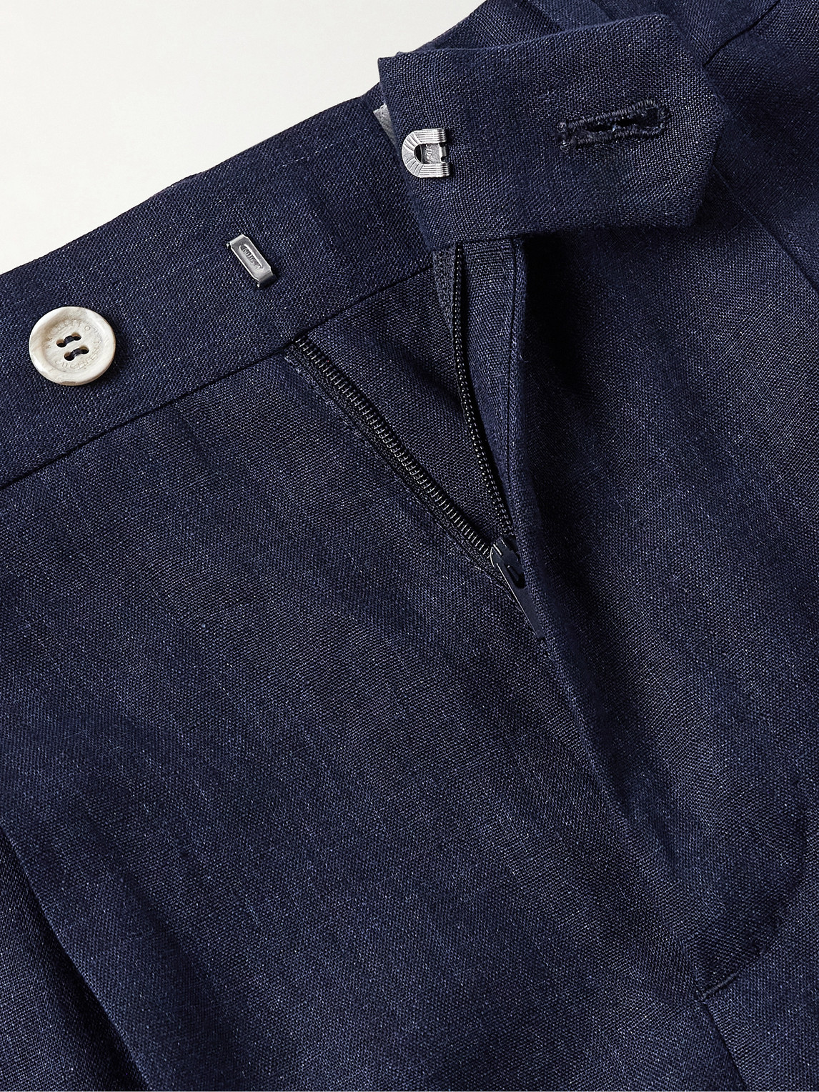 Pleated Linen Suit Trousers Slim-Fit