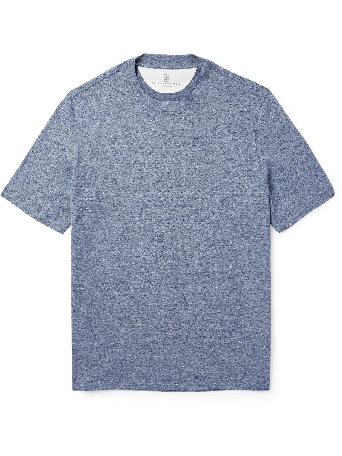 Brunello Cucinelli Slub Linen And Cotton-blend Jersey T-shirt In Blue