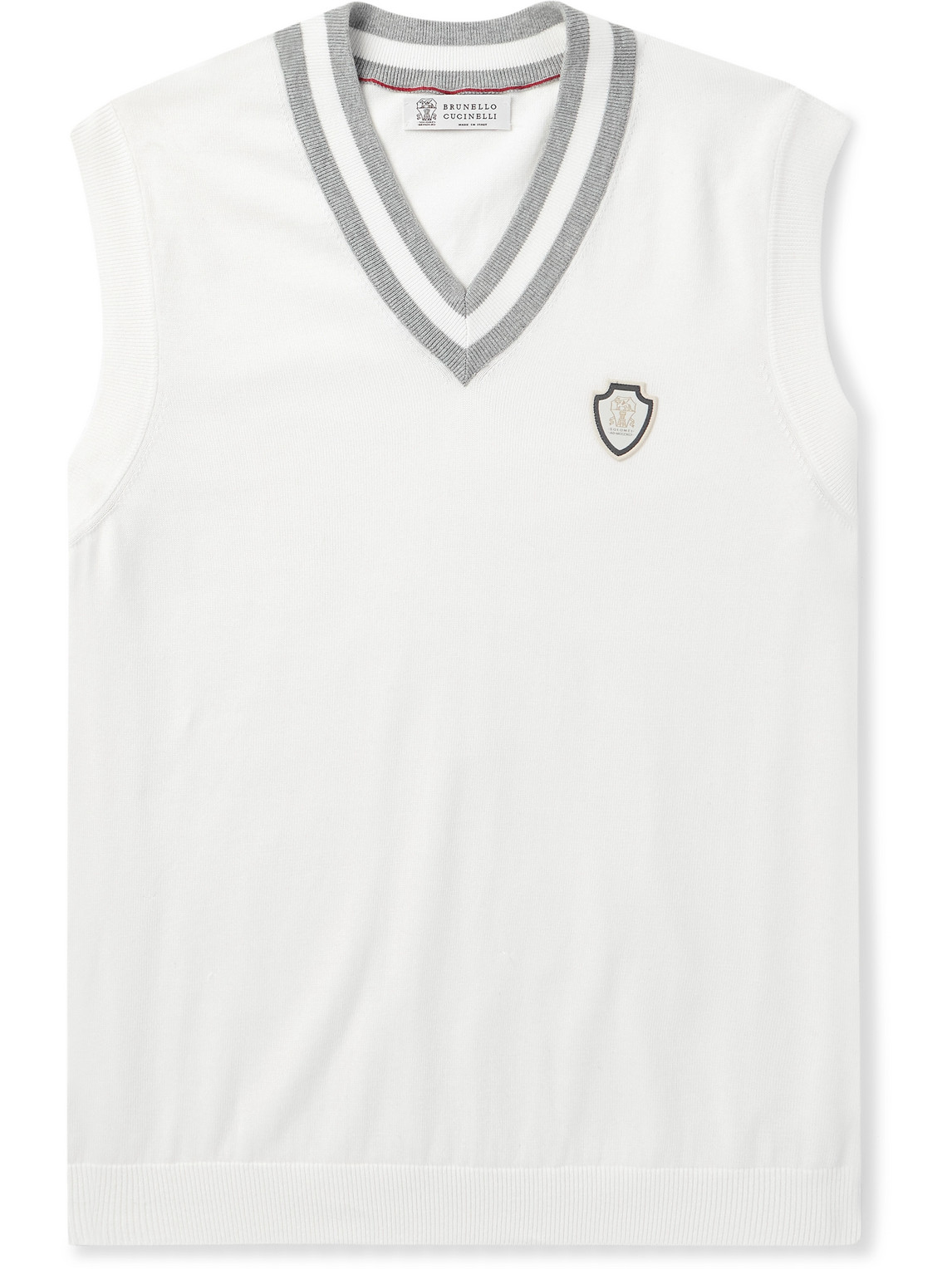 Brunello Cucinelli Striped Cotton Vest In White