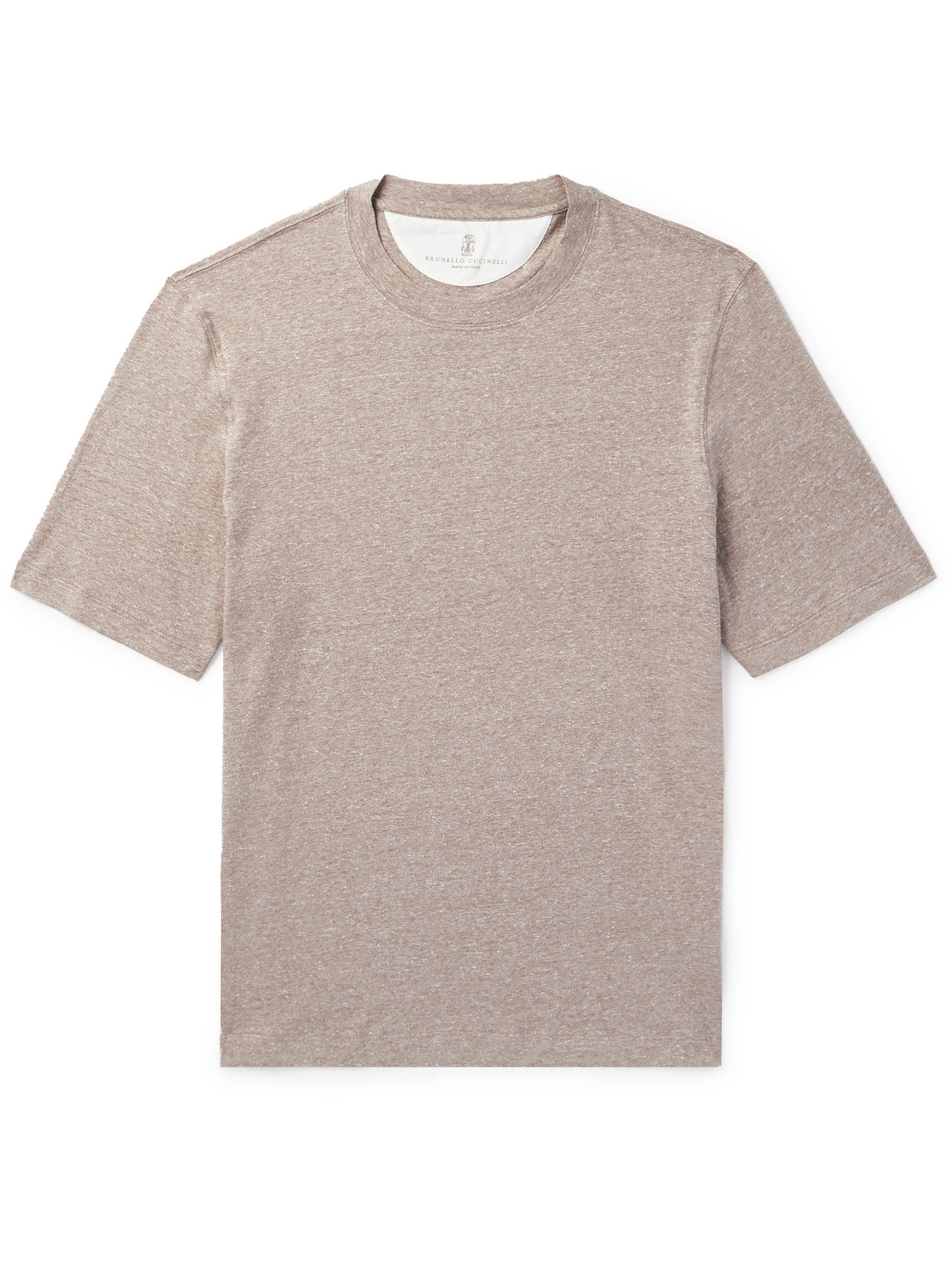 Brunello Cucinelli Slub Linen And Cotton-blend Jersey T-shirt In Brown