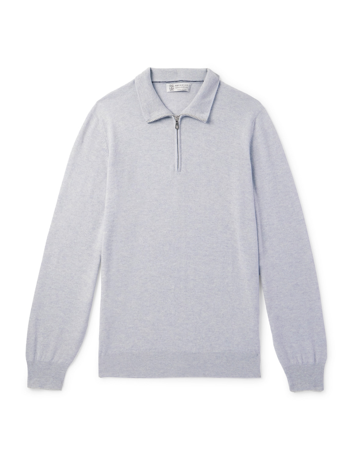 Brunello Cucinelli Cashmere Half-zip Sweater In Blue