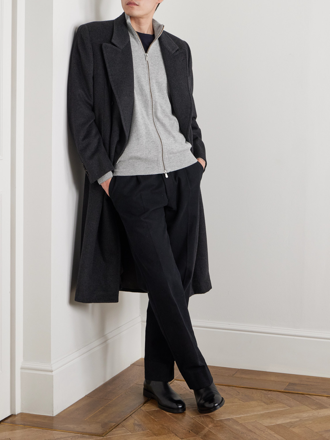 Brunello Cucinelli Cashmere Zip-up Sweater In Gray