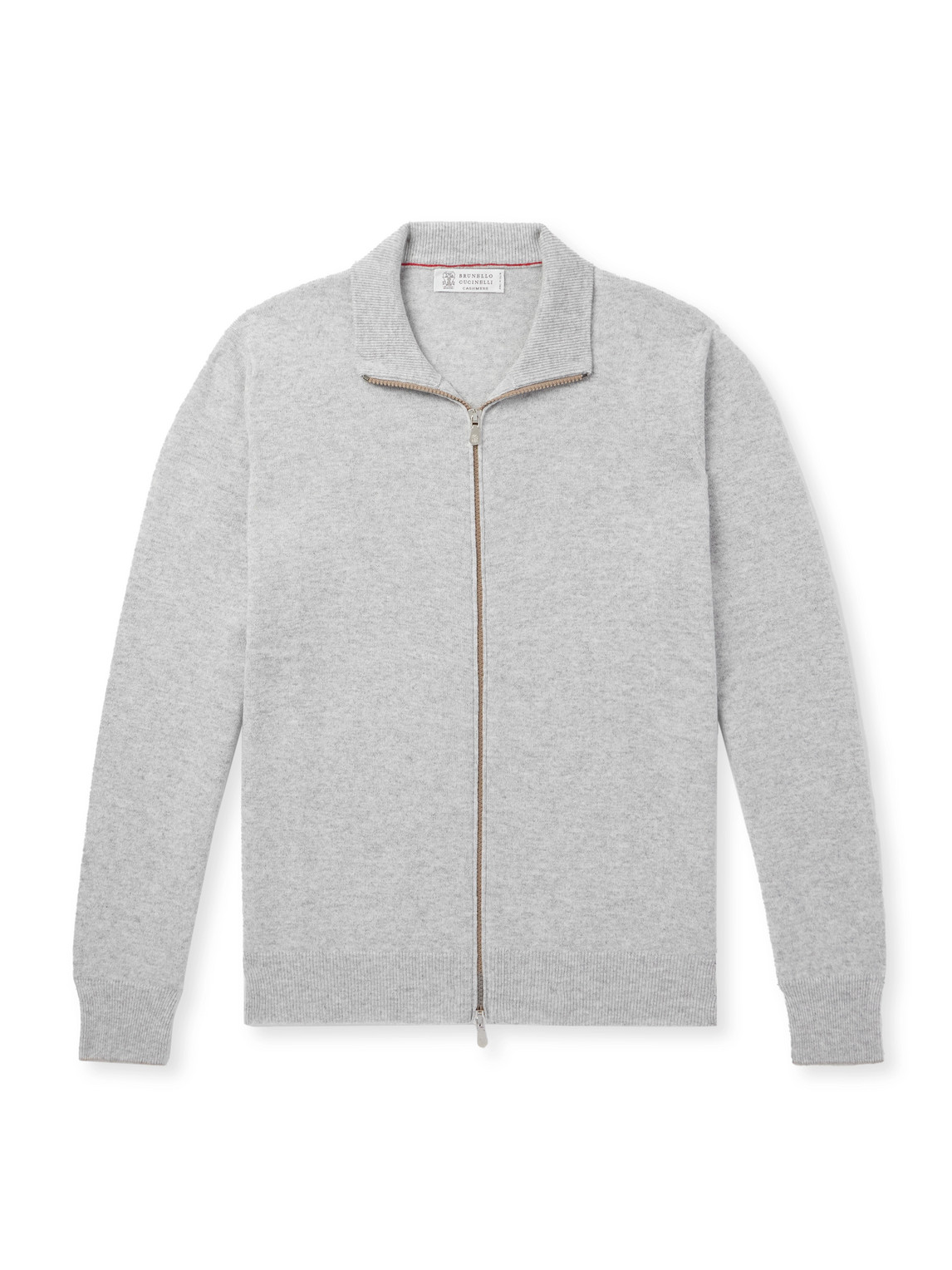 Brunello Cucinelli Cashmere Zip-up Sweater In Gray